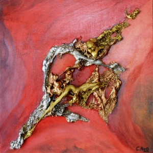 Galerie tableau abstrait art tellurique - Ciel rouge