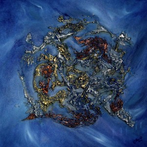 Galerie peinture CAZO artiste peintre abstrait de l'art tellurique - Tableau Comète bleue