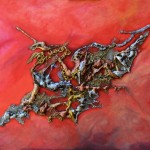 Galerie peinture CAZO artiste peintre abstrait de l'art tellurique - Tableau Comète rouge