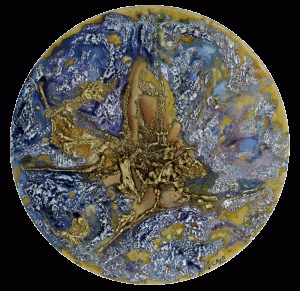 MERCURE Galaxy by Cazo Art tellurique peinture à relief et aspect minéral et métallique